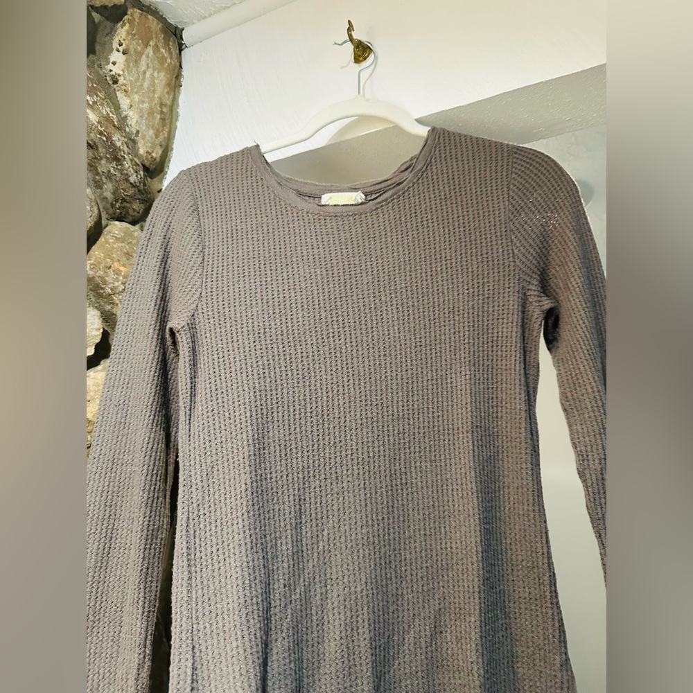 Nation LTD Alanna Long Sleeve Body Con Midi Dress Waffle Knit Gray Size S. - Picture 10 of 11